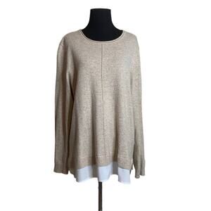 Calvin Klein beige long sleeves faux layered sweater size Large